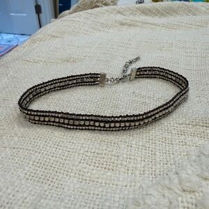 Silver Beaded Brown Choker